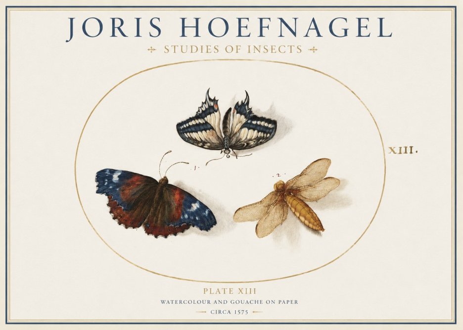 Joris Hoefnagel Studies of Insects - Plate Xiii No1 - Poster