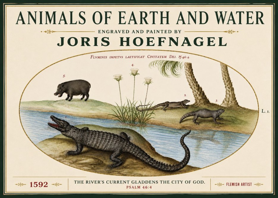 Joris Hoefnagel Animals of Earth and Water No5 - Poster