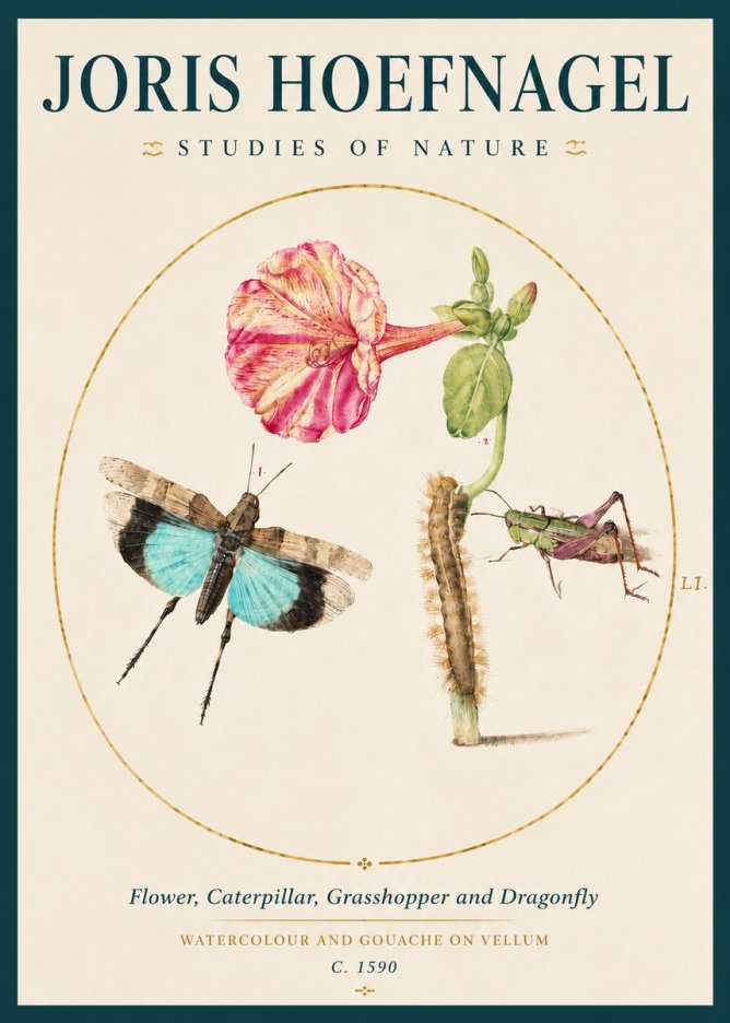 Joris Hoefnagel Plate L1. Studies of Insects and Plants No4 - Poster