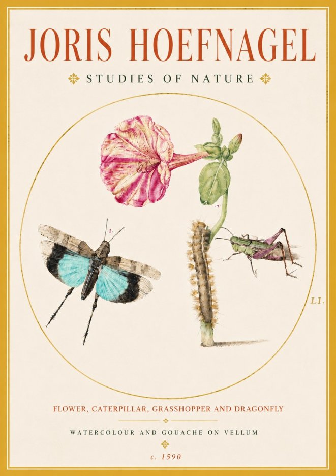 Joris Hoefnagel Plate L1. Studies of Insects and Plants No5 - Poster
