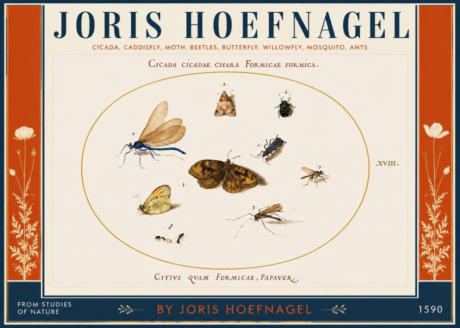 Joris Hoefnagel Cicada Cicadae Chara Formicae Formica. No4 - Poster