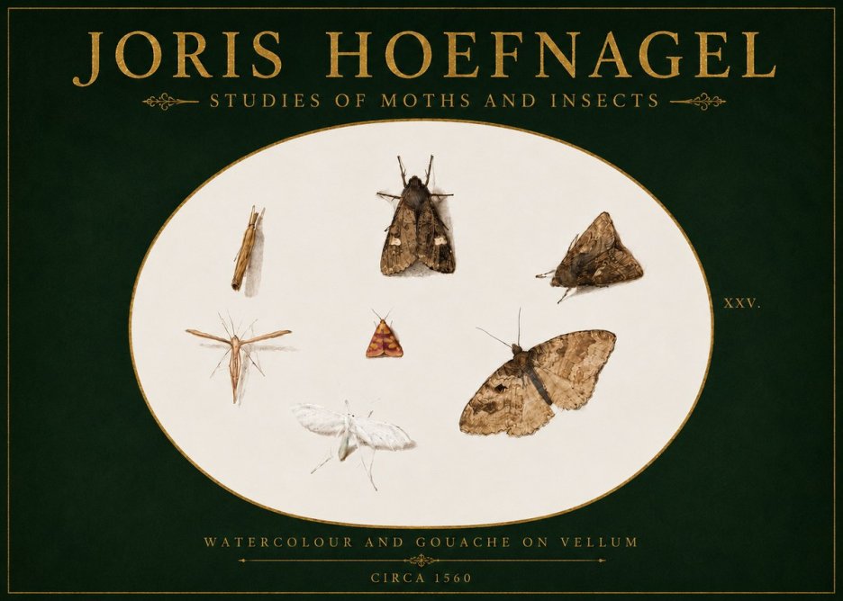 Joris Hoefnagel Studies of Moths and Insects - Xxv. No4 - Poster