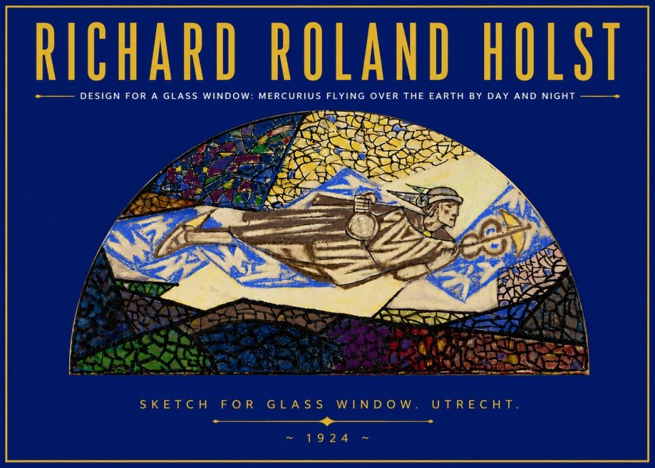Richard Roland Holst Design for a Glass Window: Mercurius Flying over the Earth by Day and Night No5 - Poster