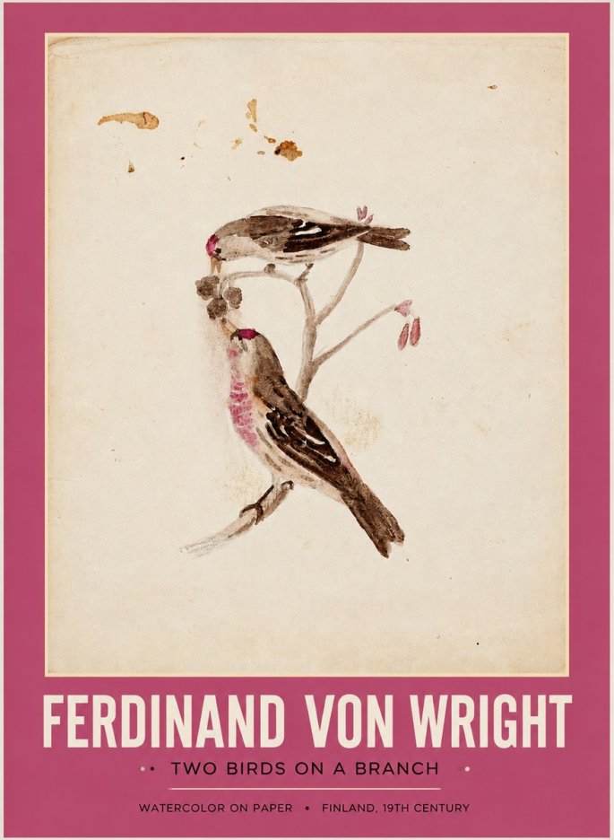 Ferdinand von Wright Two Birds on a Branch No2 - Poster