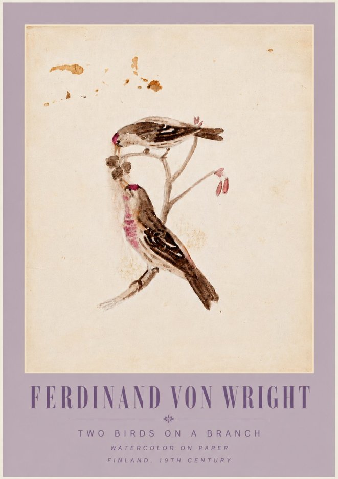 Ferdinand von Wright Two Birds on a Branch No6 - Poster