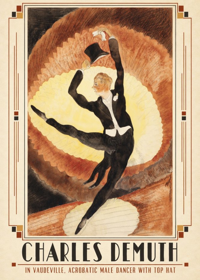 Charles Demuth In Vaudeville, Acrobatic Male Dancer with Top Hat No2 - Poster