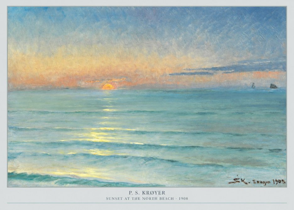 P.S. Krøyer Sunset at the North Beach No5 - Poster