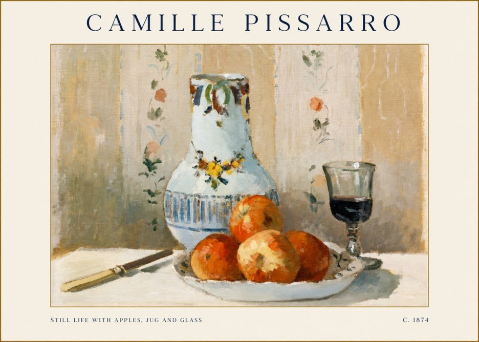 Pissarro Still Life with Apples, Jug and Glass No1 - Poster