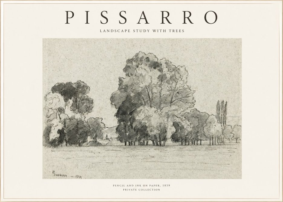 Pissarro Landscape Study with Trees No1 - Poster