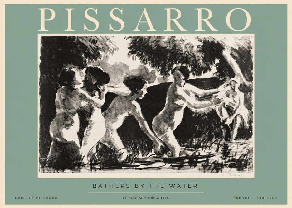 Pissarro Bathers by the Water No2 - Poster