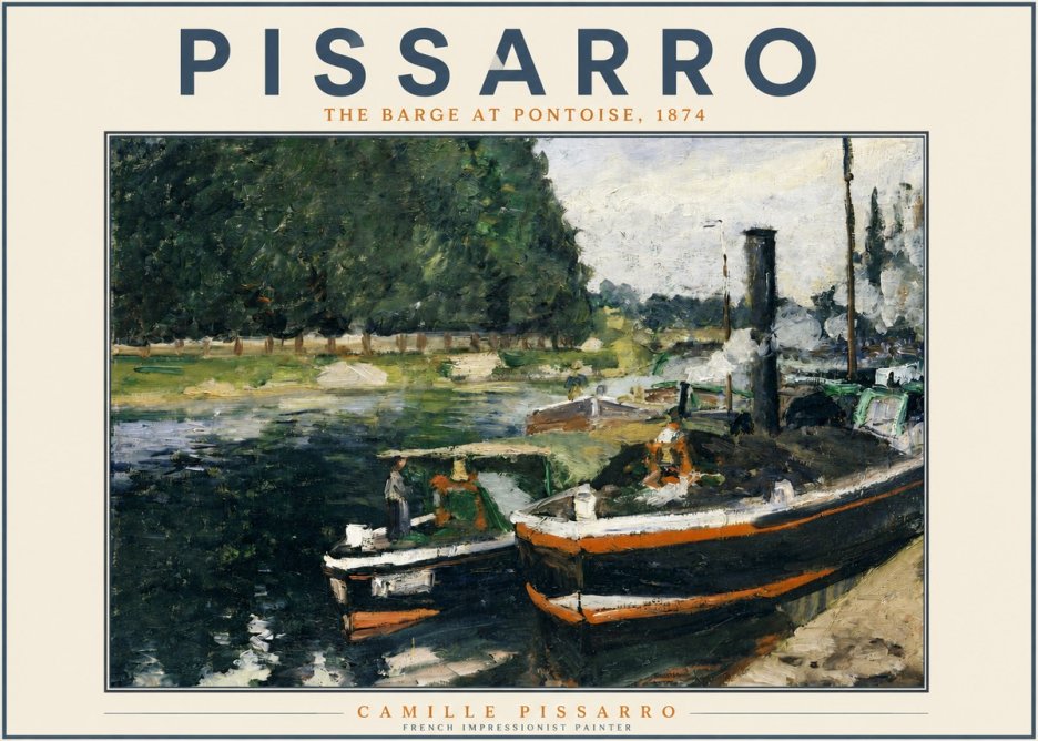 Pissarro The Barge at Pontoise, 1874 No2 - Poster