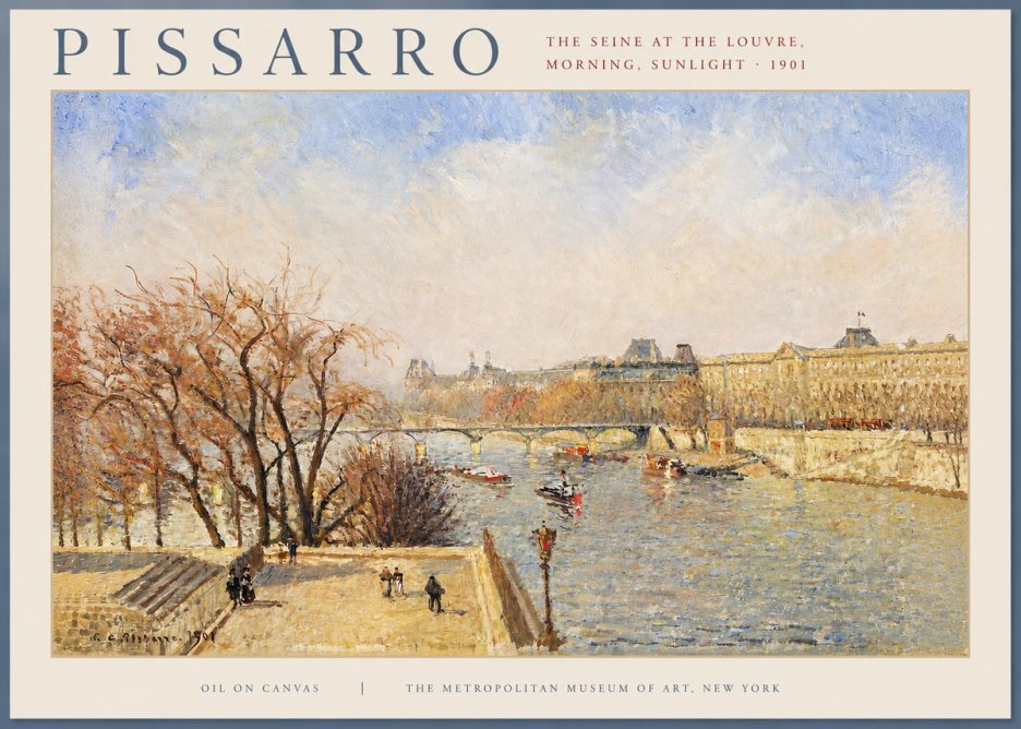 Pissarro The Seine at the Louvre, Morning, Sunlight - 1901 No2 - Poster