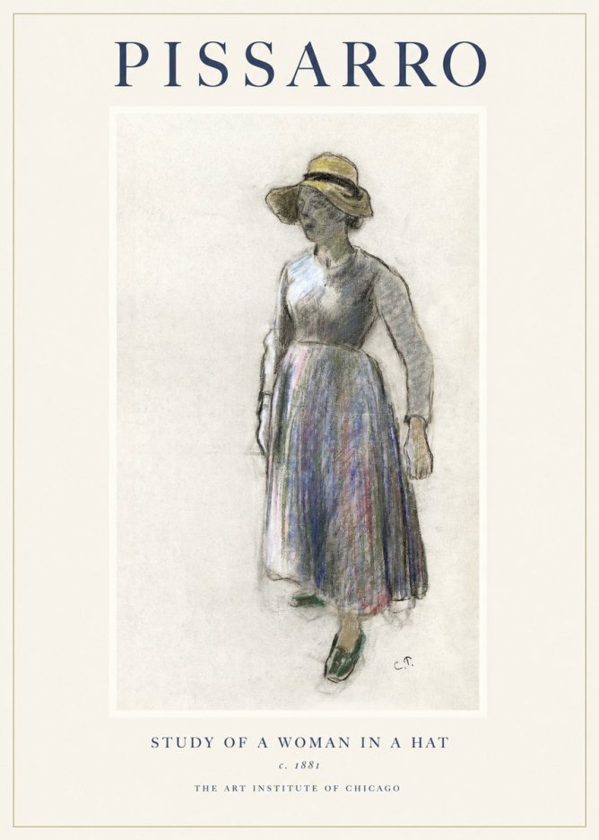 Pissarro Study of a Woman in a Hat No1 - Poster