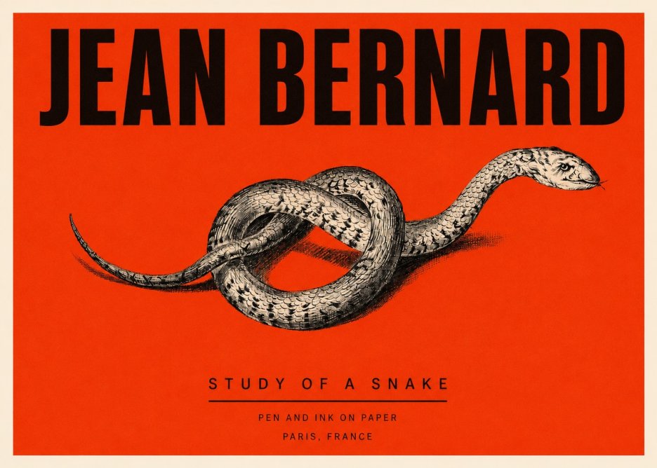 Jean Bernard Study of a Snake No3 - Poster