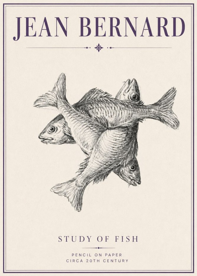 Jean Bernard Study of Fish No4 - Poster