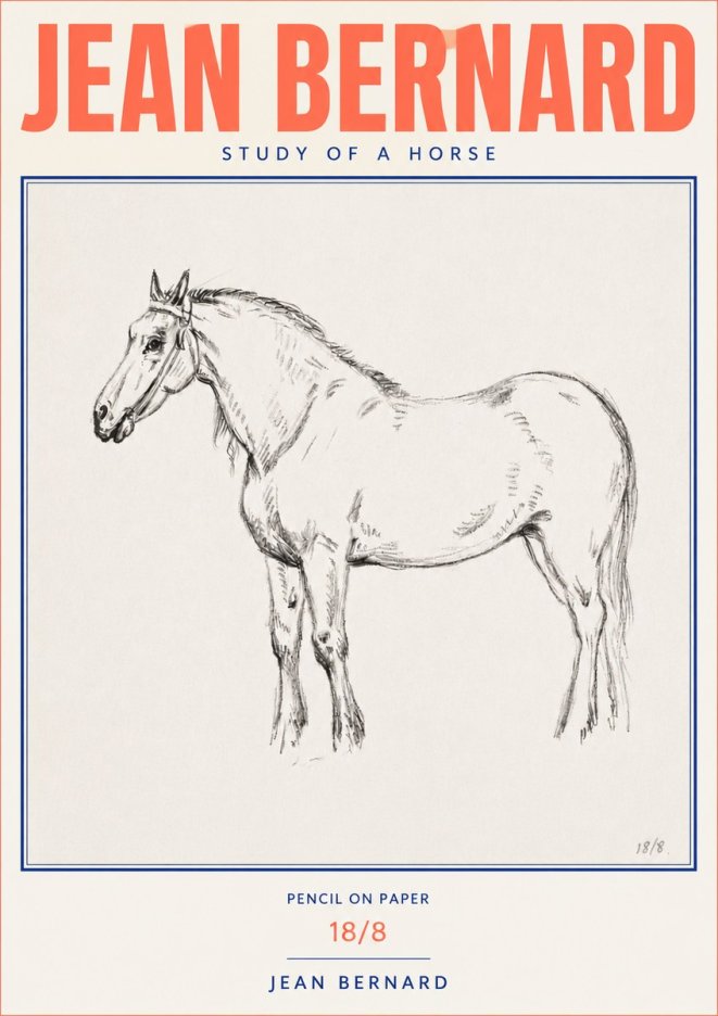 Jean Bernard Study of a Horse XVII No4 - Poster