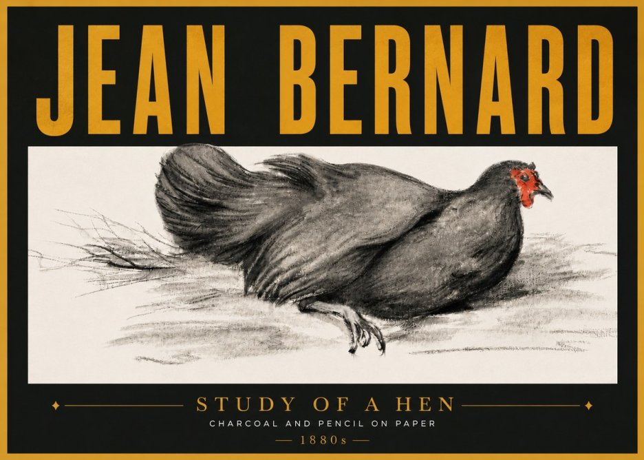 Jean Bernard Study of a Hen No6 - Poster
