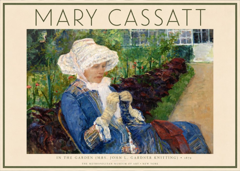 Mary Cassatt In the Garden (Mrs. John L. Gardner Knitting) No2 - Poster