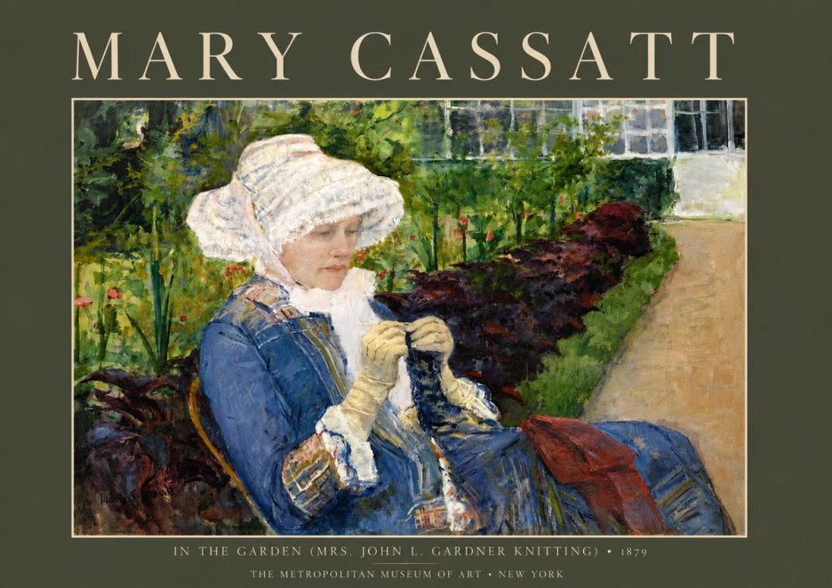 Mary Cassatt In the Garden (Mrs. John L. Gardner Knitting) No5 - Poster