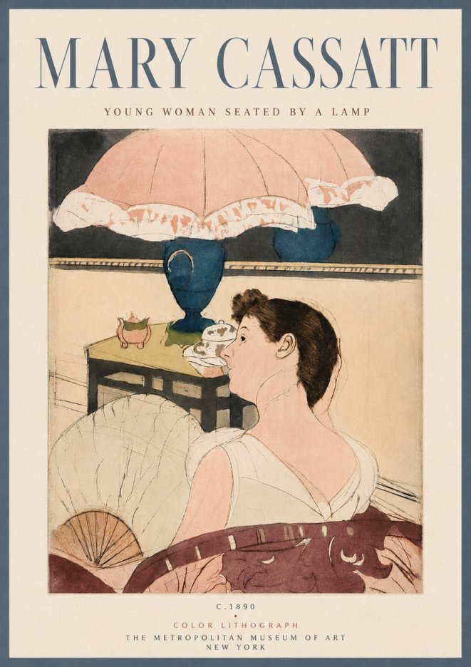 Mary Cassatt Young Woman Seated by a Lamp No6 - Poster