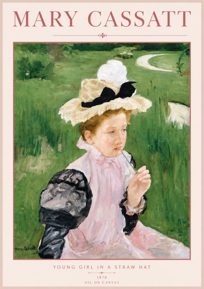 Mary Cassatt Young Girl in a Straw Hat No6 - Poster