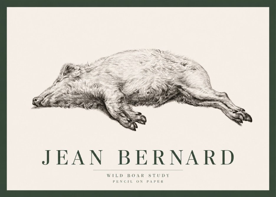 Jean Bernard Wild Boar Study No2 - Poster