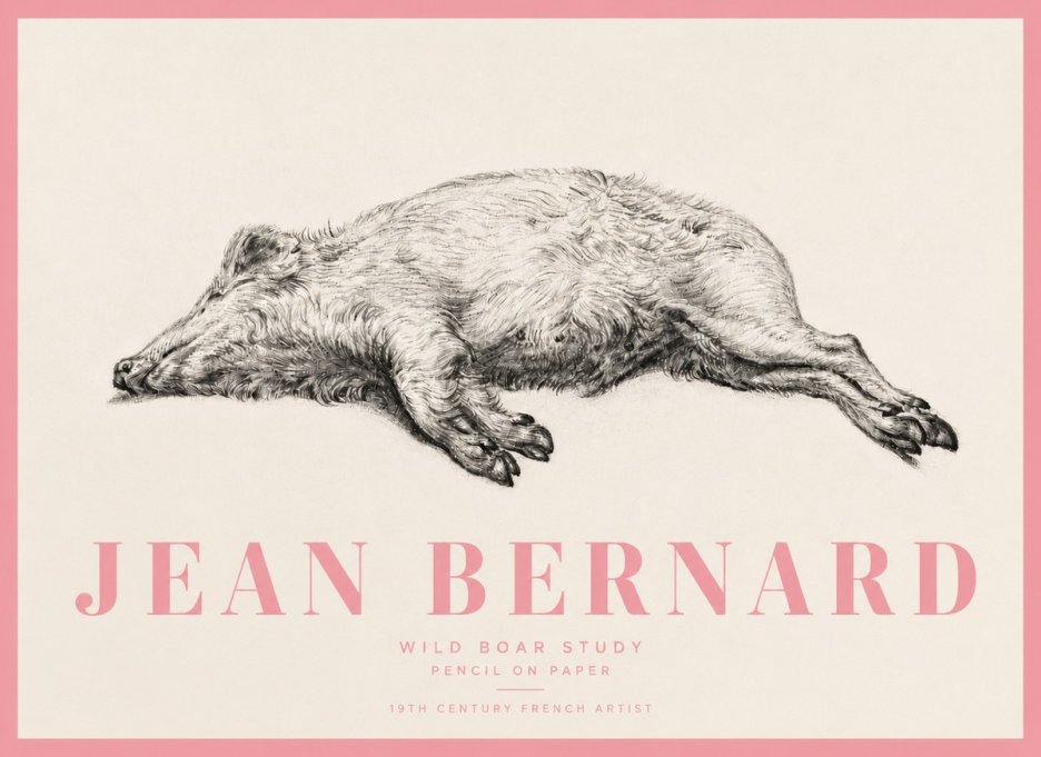 Jean Bernard Wild Boar Study No5 - Poster