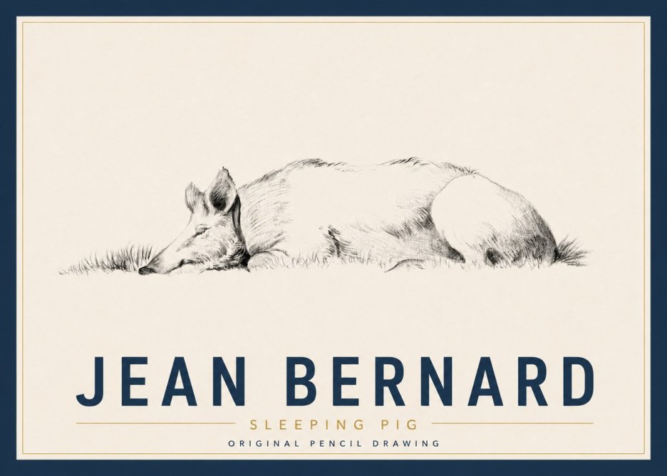 Jean Bernard Sleeping Pig II No6 - Poster