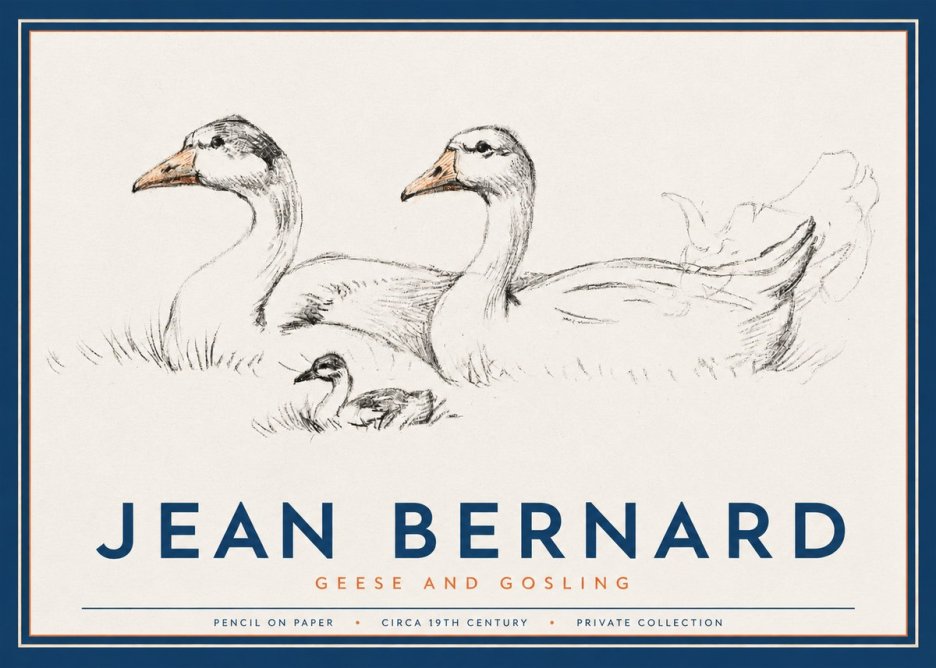 Jean Bernard Study of Geese No3 - Poster