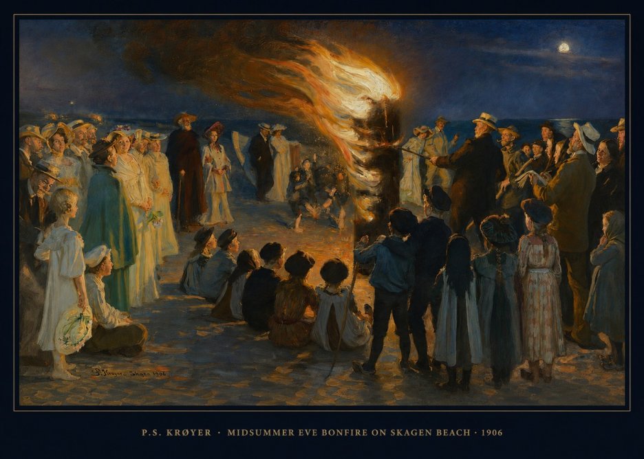 P.S. Krøyer Midsummer Eve Bonfire on Skagen Beach · 1906 No6 - Poster
