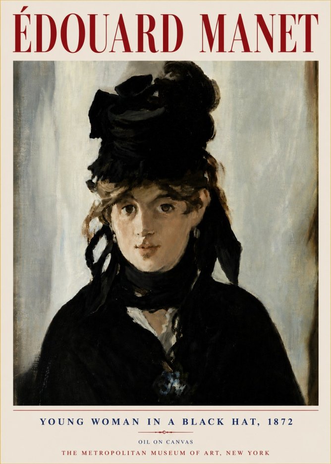 Édouard Manet Young Woman in a Black Hat, 1872 No6 - Poster