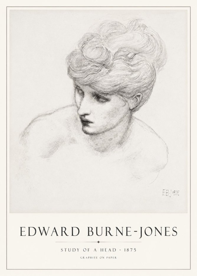 Edward Burne-Jones Study of a Head No1 - Poster