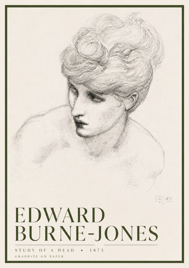 Edward Burne-Jones Study of a Head No6 - Poster