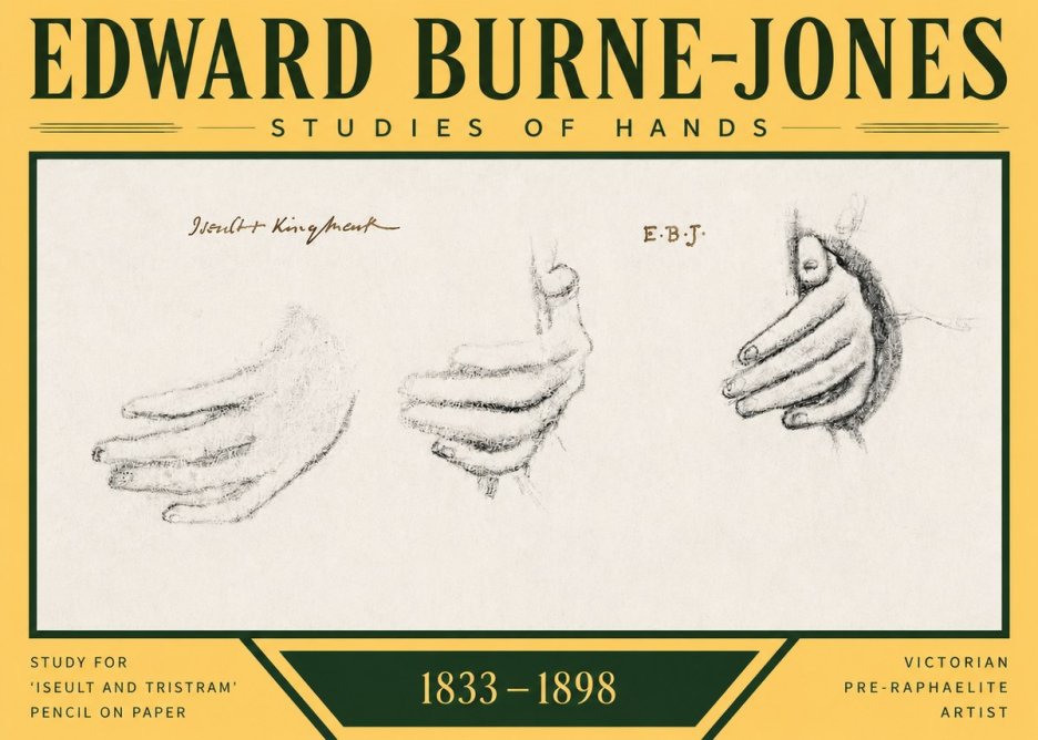 Edward Burne-Jones Study for 'Iseult and Tristram' No3 - Poster