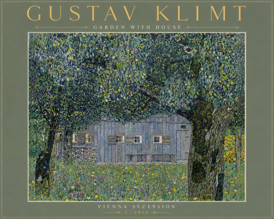 Klimt Garden with House No6 - Poster