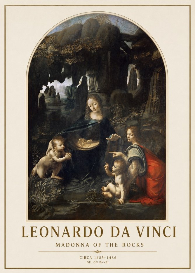 Leonardo da Vinci Madonna of the Rocks No1 - Poster
