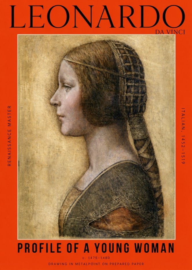 Leonardo da Vinci Portrait of a Young Woman II No6 - Poster