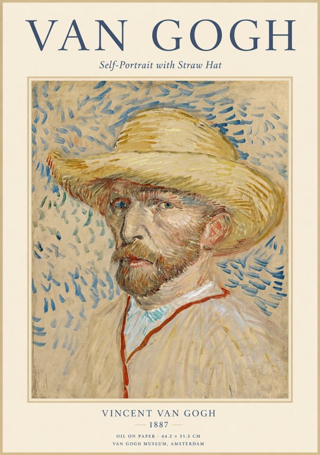 Van Gogh Self-portrait with Straw Hat II No1 - Poster