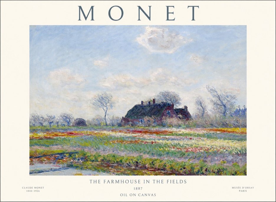 Monet The Farmhouse in the Fields No1 - Poster