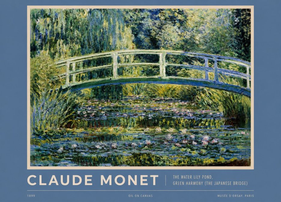 Monet The Water Lily Pond, Green Harmony (the Japanese Bridge) No2 - Poster