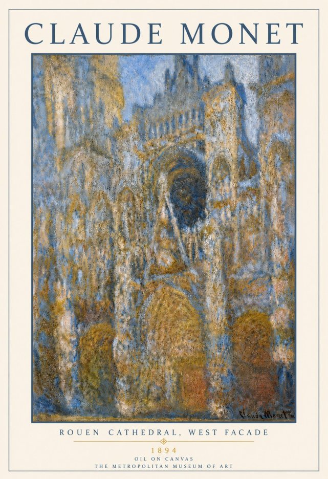 Monet Rouen Cathedral, West Facade No6 - Poster