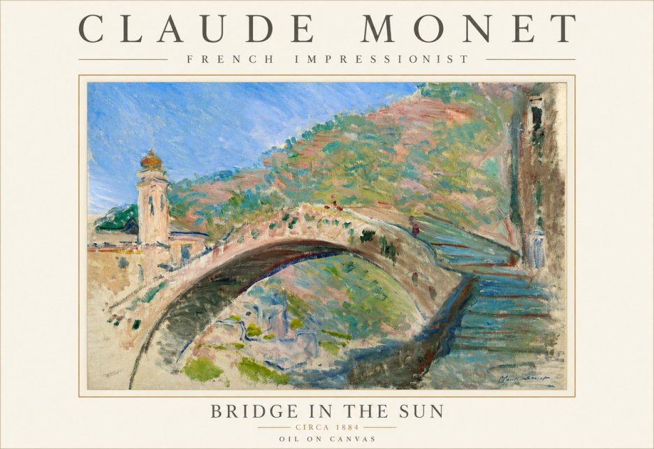 Monet Bridge in the Sun No3 - Poster