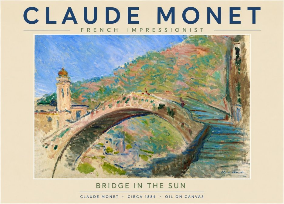 Monet Bridge in the Sun No4 - Poster