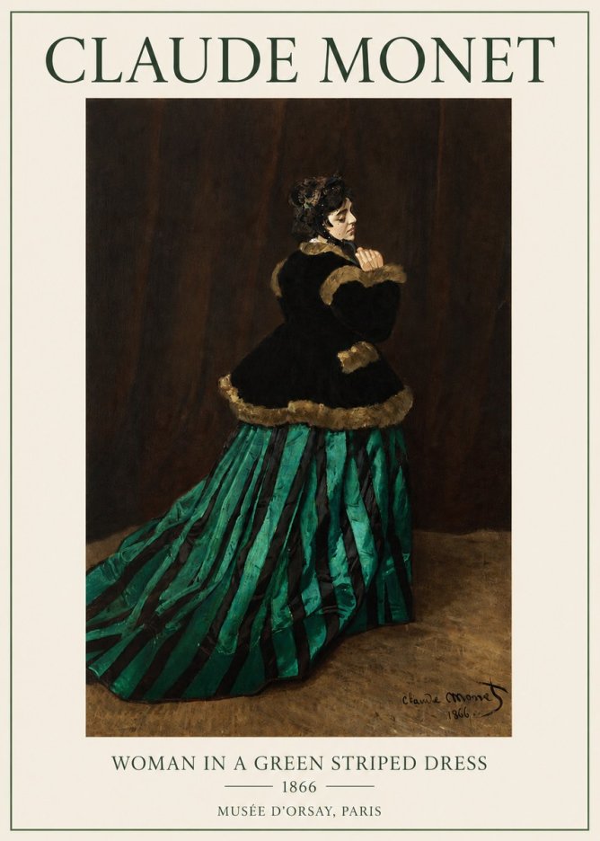 Monet Woman in a Green Striped Dress No3 - Poster