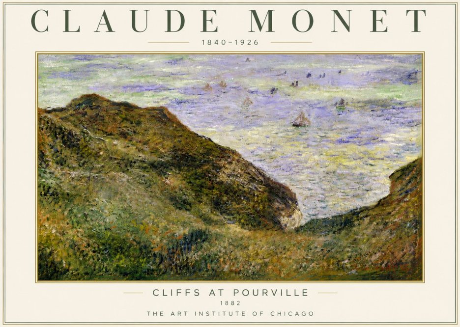 Monet Cliffs at Pourville II No5 - Poster