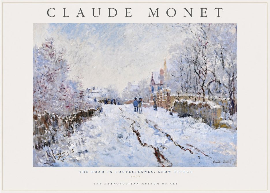Monet The Road in Louveciennes, Snow Effect No3 - Poster
