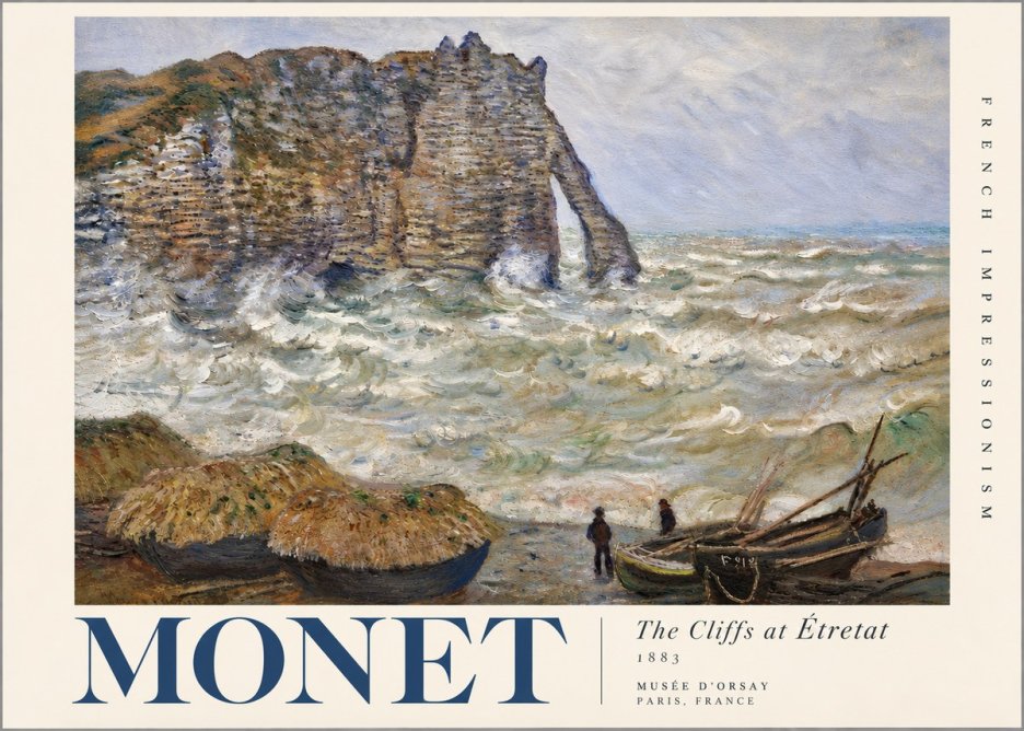 Monet The Cliffs at Etretat No4 - Poster