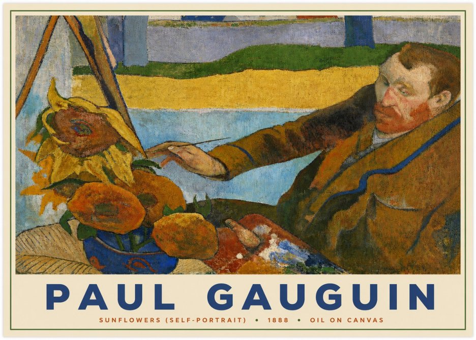 Paul Gauguin The Artist and His Sunflowers No5 - Poster