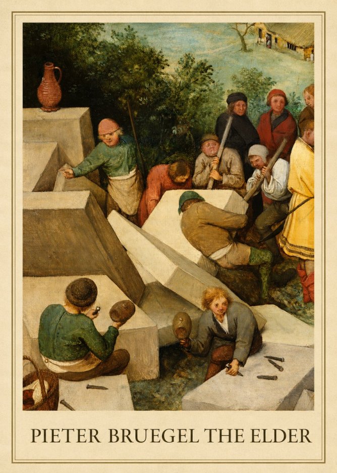 Pieter Bruegel The Tower of Babel V No1 - Poster