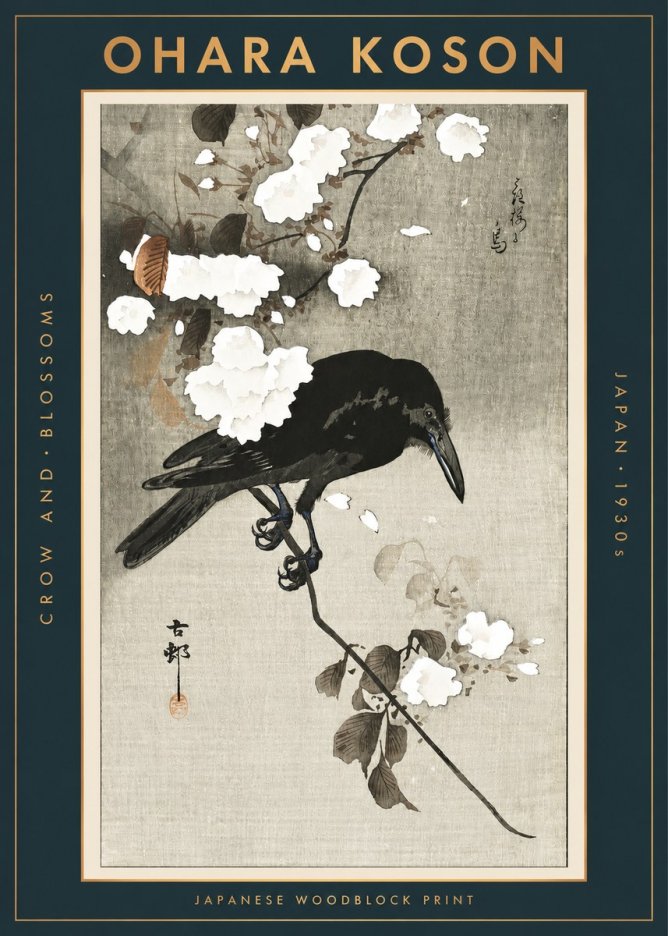 Ohara Koson Crow and Blossoms II No2 - Poster